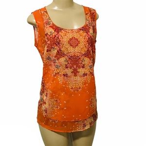 ❤️CABI sheer floral sleveless blouse XS